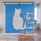 Cat Power! (Sky Blue & Pink) Wall Mural Gallery Image 1