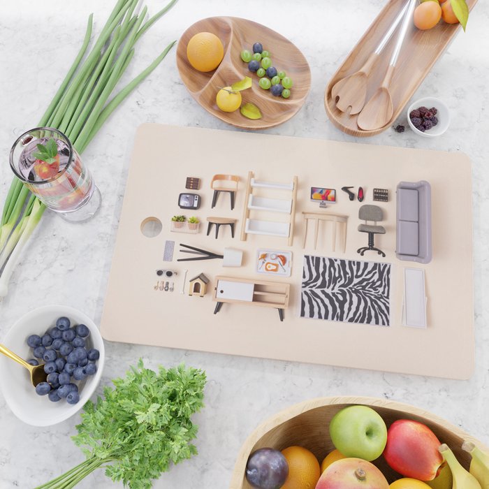 Dollhouse inventory / beige Cutting Board Gallery Image 2