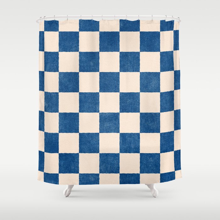 CHECKER - 001 - Cobalt Shower Curtain Gallery Image 1