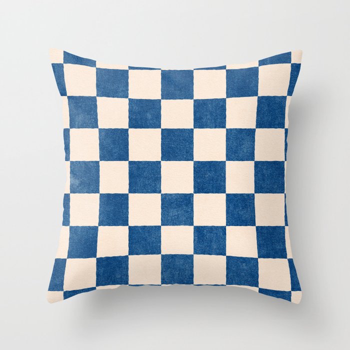 CHECKER - 001 - Cobalt Throw Pillow Gallery Image 1
