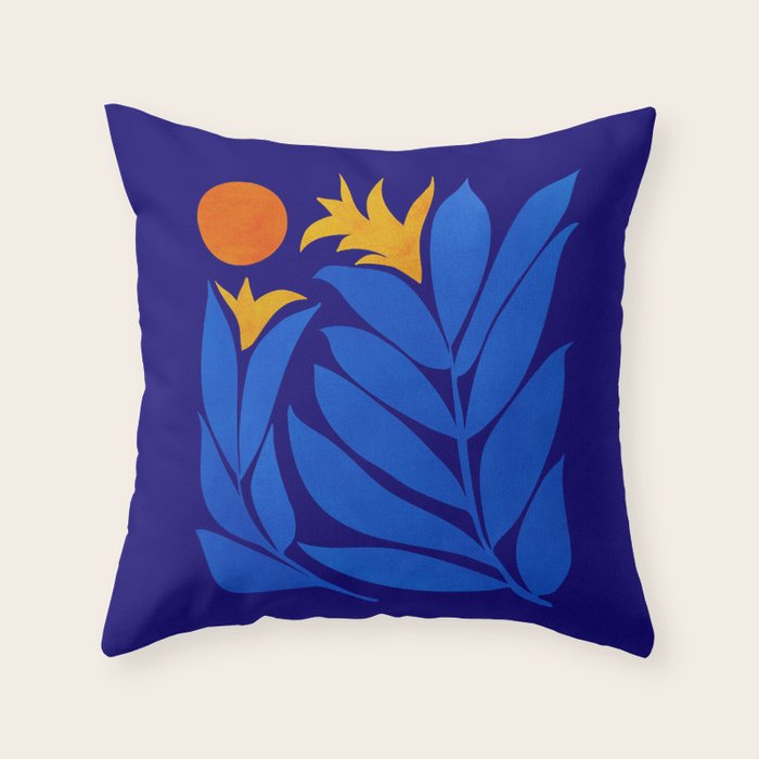 Community Garden At Night / Pop Botanical Throw Pillow Gallery Image 1