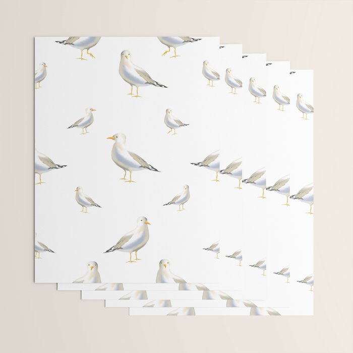 Seagull Watercolor White Background Wrapping Paper Gallery Image 3