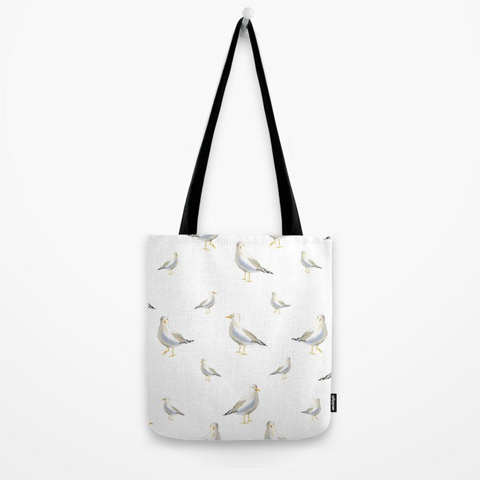 Seagull Watercolor White Background Tote Bag Gallery Image 2