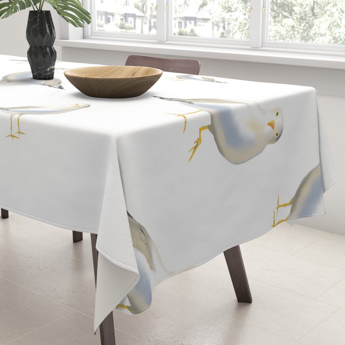 Seagull Watercolor White Background Tablecloth Gallery Image 3
