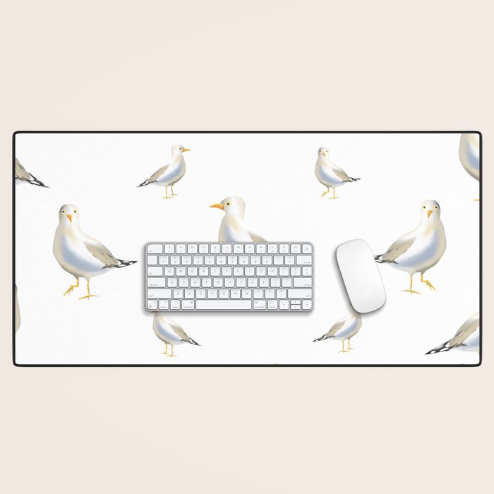Seagull Watercolor White Background Desk Mat Gallery Image 1