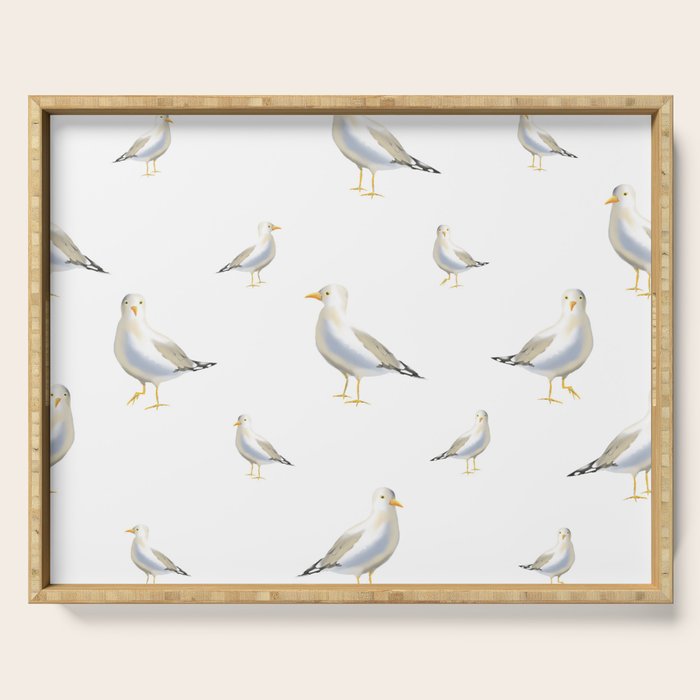 Seagull Watercolor White Background Serving Tray Gallery Image 1