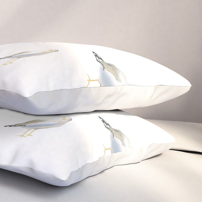Seagull Watercolor White Background Pillow Sham Gallery Image 3
