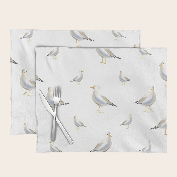 Seagull Watercolor White Background Placemat Gallery Image 1