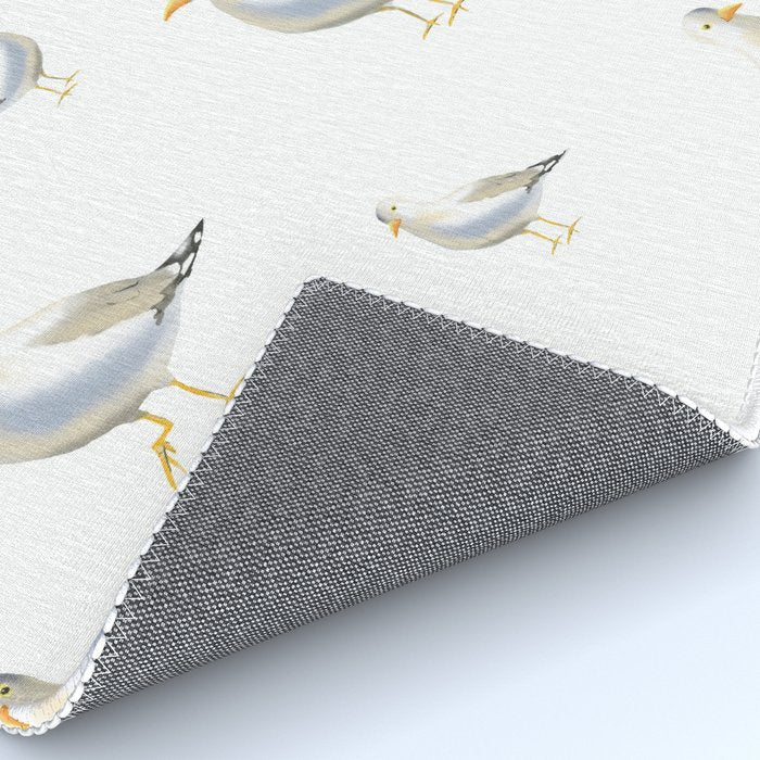 Seagull Watercolor White Background Rug Gallery Image 4