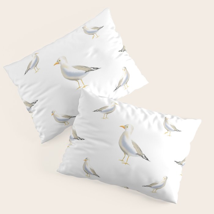 Seagull Watercolor White Background Pillow Sham Gallery Image 3