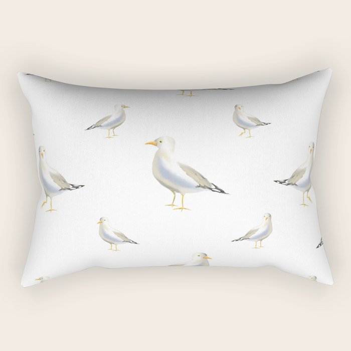 Seagull Watercolor White Background Rectangular Pillow Gallery Image 2