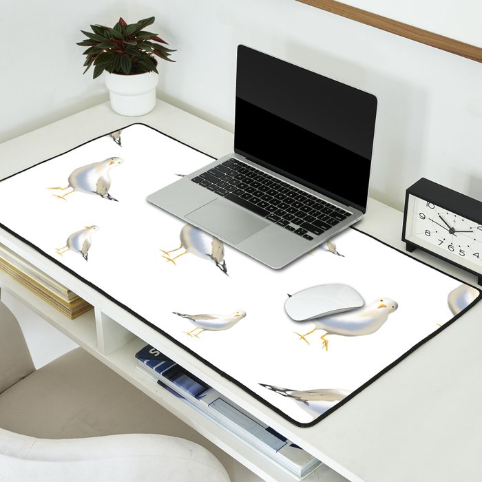 Seagull Watercolor White Background Desk Mat Gallery Image 2