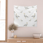Seagull Watercolor White Background Wall Tapestry Gallery Image 2