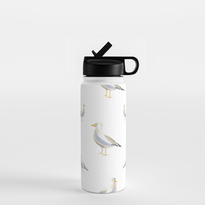 Seagull Watercolor White Background Water Bottle Gallery Image 1