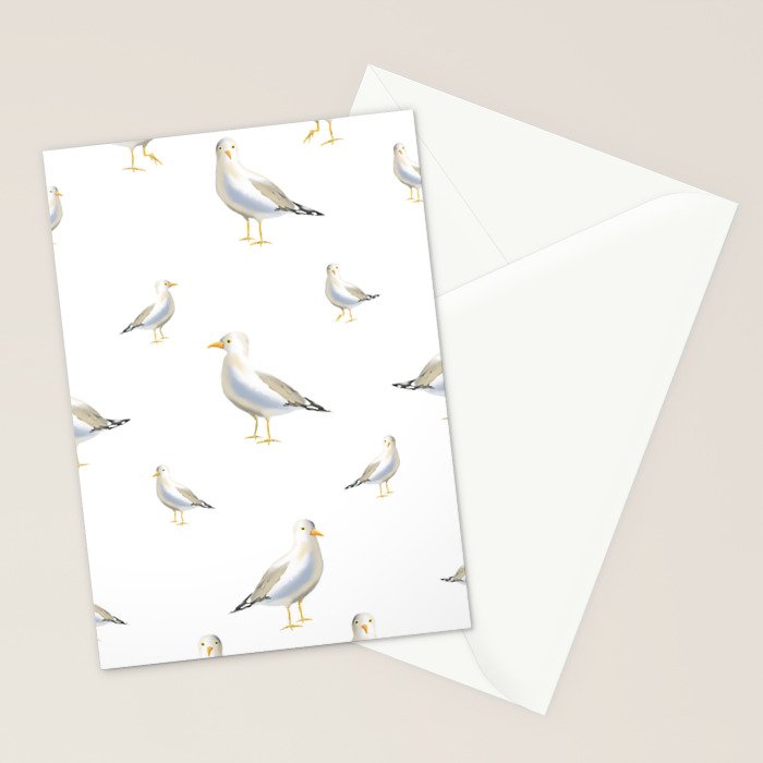 Seagull Watercolor White Background Stationery Card Gallery Image 2