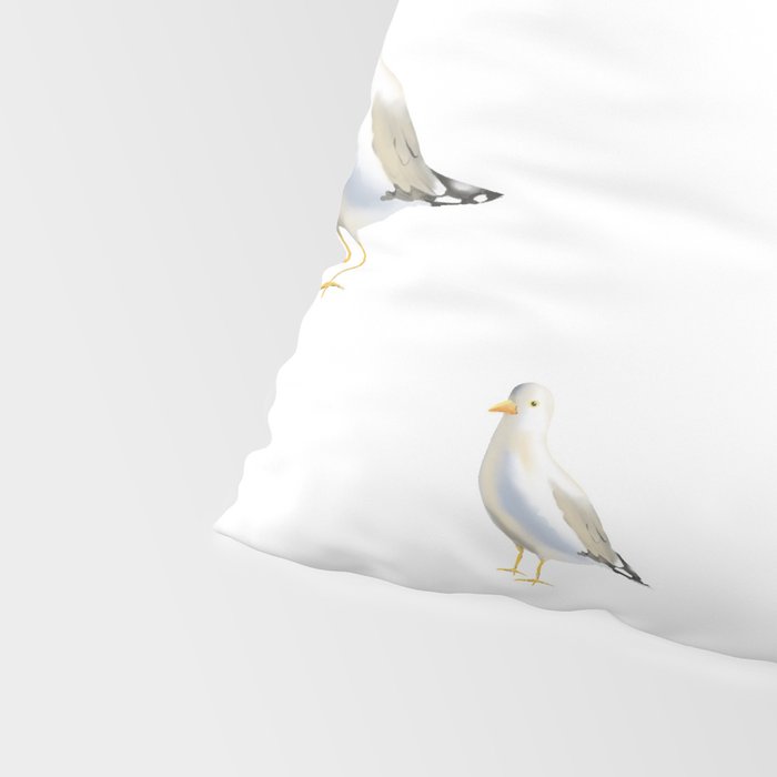 Seagull Watercolor White Background Pillow Sham Gallery Image 4