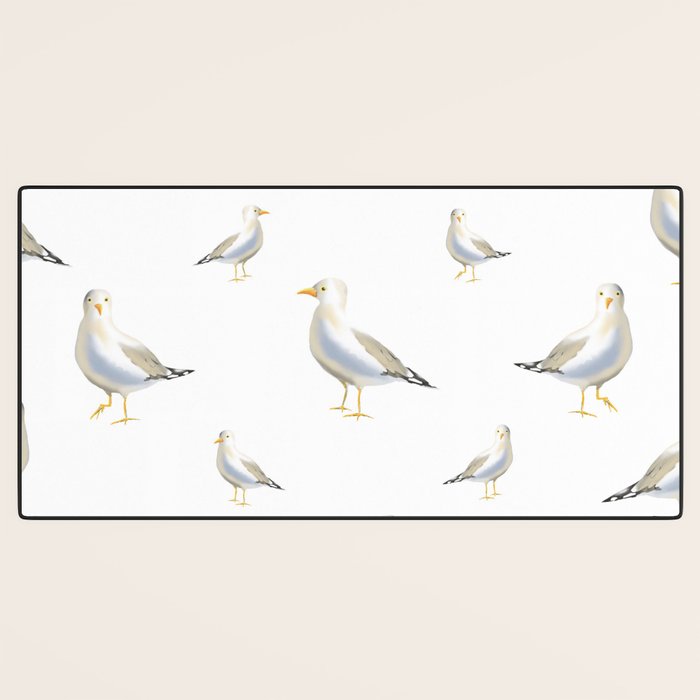 Seagull Watercolor White Background Desk Mat Gallery Image 3