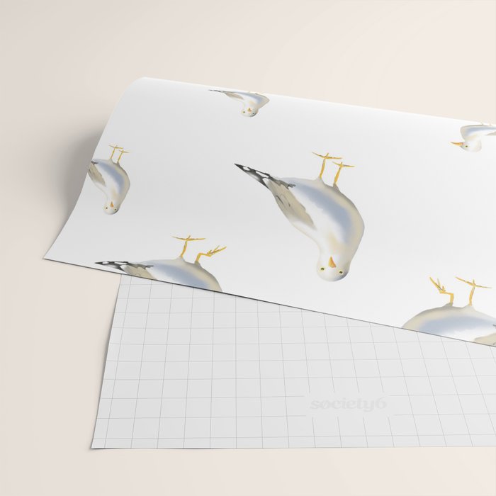 Seagull Watercolor White Background Wrapping Paper Gallery Image 2