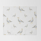 Seagull Watercolor White Background Throw Blanket Gallery Image 2