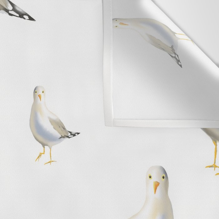 Seagull Watercolor White Background Wall Tapestry Gallery Image 3