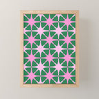 Festive Mid-Century Stars in Green & Pink Mini Art Print Gallery Image 1