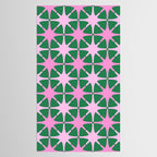 Festive Mid-Century Stars in Green & Pink Tablecloth Gallery Image 2