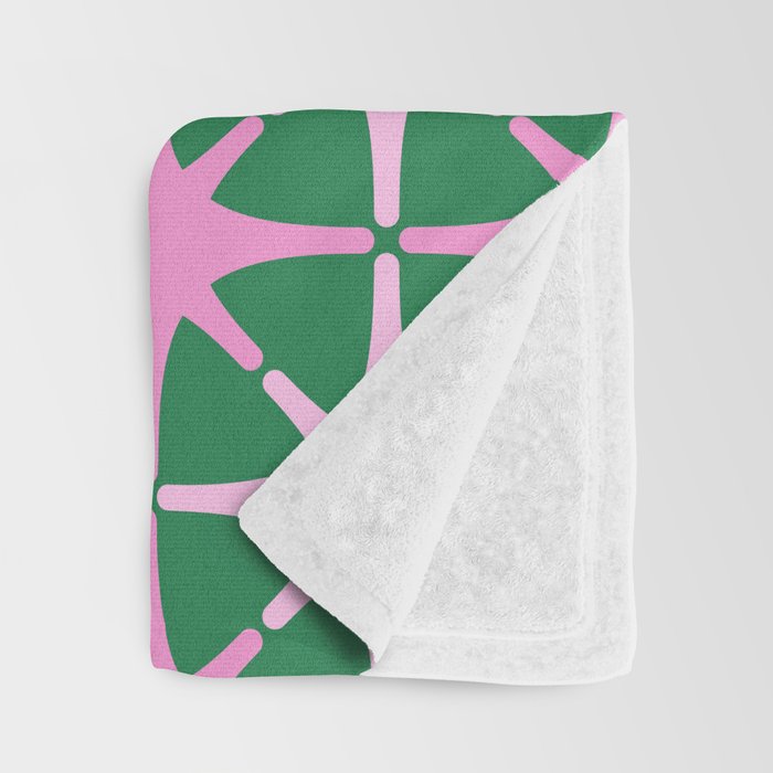 Festive Mid-Century Stars in Green & Pink Throw Blanket Gallery Image 3