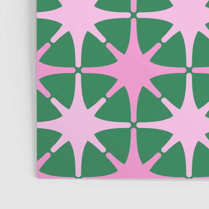 Festive Mid-Century Stars in Green & Pink Poster Gallery Image 3