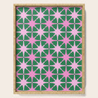 Festive Mid-Century Stars in Green & Pink Serving Tray Gallery Image 1
