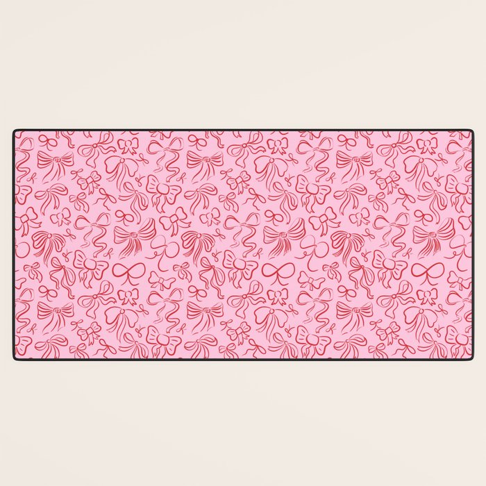 Coquette Valentines Day Bows in Colored Pencil Desk Mat Gallery Image 3
