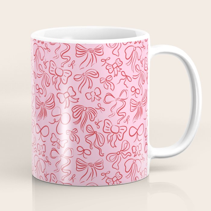 Coquette Valentines Day Bows in Colored Pencil Coffee Mug Gallery Image 1