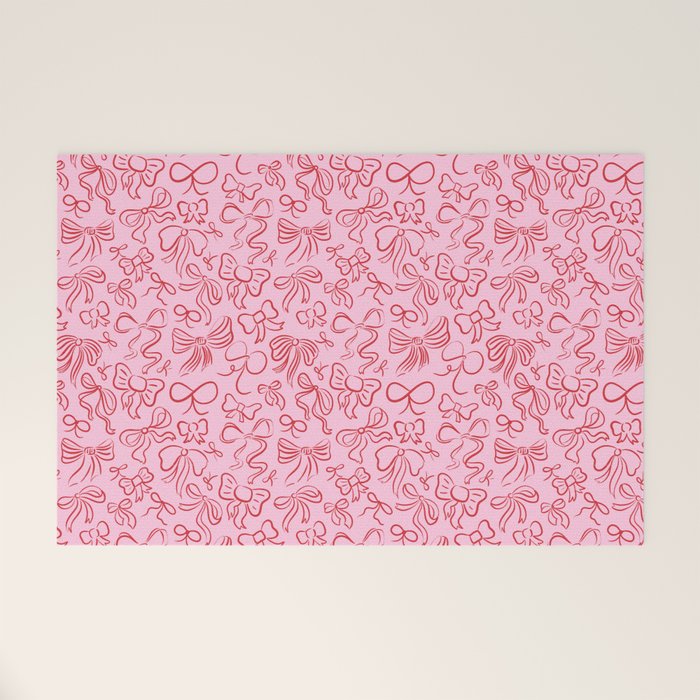 Coquette Valentines Day Bows in Colored Pencil Welcome Mat Gallery Image 1