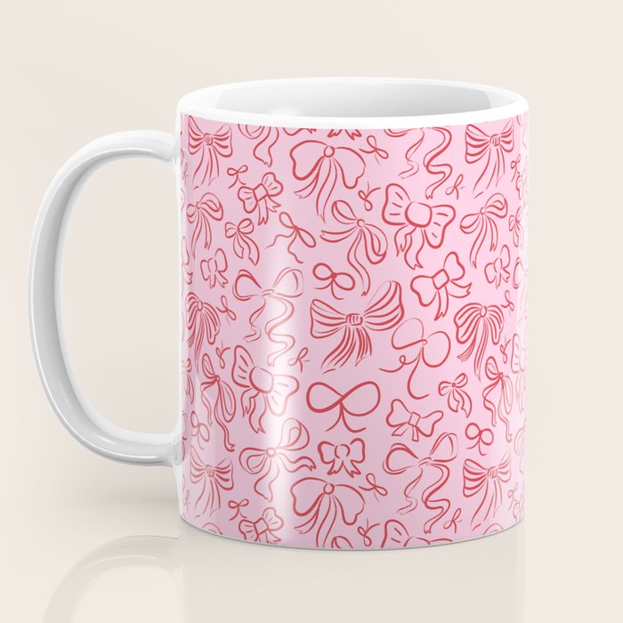 Coquette Valentines Day Bows in Colored Pencil Coffee Mug Gallery Image 3