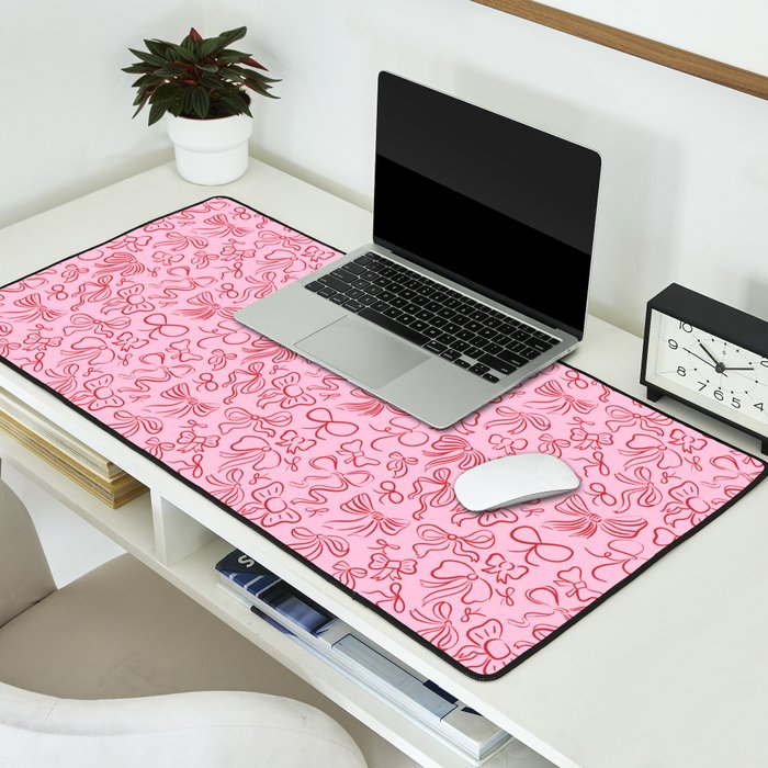 Coquette Valentines Day Bows in Colored Pencil Desk Mat Gallery Image 2