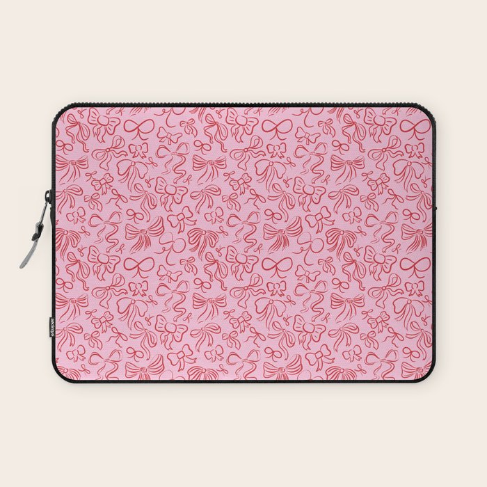 Coquette Valentines Day Bows in Colored Pencil Laptop Sleeve Gallery Image 1