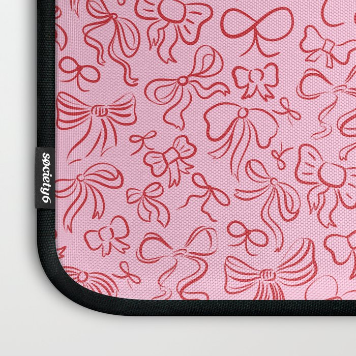 Coquette Valentines Day Bows in Colored Pencil Laptop Sleeve Gallery Image 3