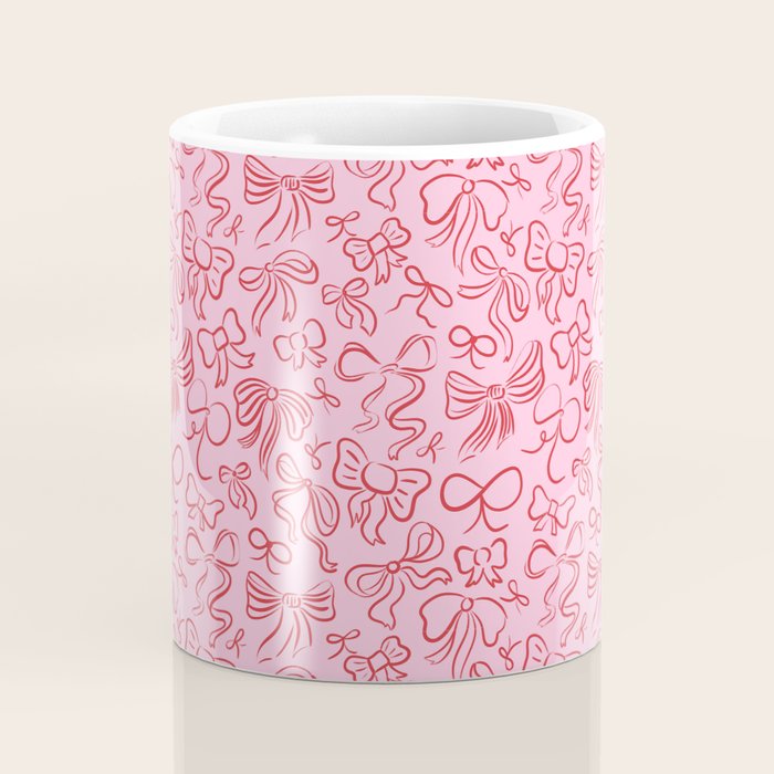 Coquette Valentines Day Bows in Colored Pencil Coffee Mug Gallery Image 4