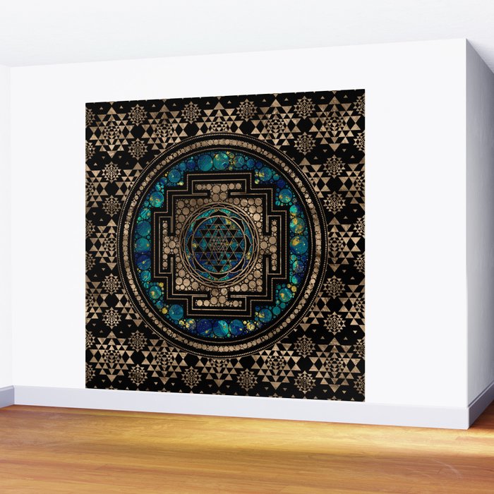 Sri Yantra  / Sri Chakra Marble and Gold Wall Mural Gallery Image 2