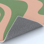 Retro Liquid Swirl Contemporary Abstract Pattern 2 in Vintage Green and Blush Pink Rug Gallery Image 4