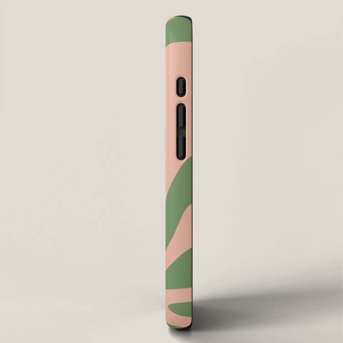 Retro Liquid Swirl Contemporary Abstract Pattern 2 in Vintage Green and Blush Pink iPhone Case Gallery Image 2