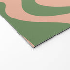 Retro Liquid Swirl Contemporary Abstract Pattern 2 in Vintage Green and Blush Pink Welcome Mat Gallery Image 2