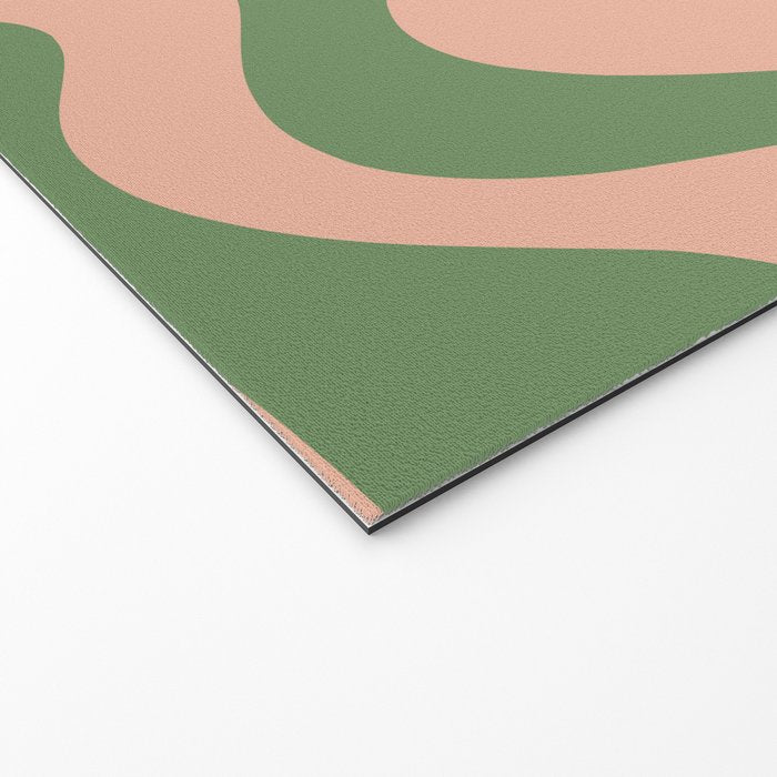 Retro Liquid Swirl Contemporary Abstract Pattern 2 in Vintage Green and Blush Pink Welcome Mat Gallery Image 2