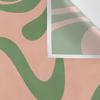 Retro Liquid Swirl Contemporary Abstract Pattern 2 in Vintage Green and Blush Pink Wall Tapestry Gallery Image 3