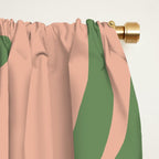 Retro Liquid Swirl Contemporary Abstract Pattern 2 in Vintage Green and Blush Pink Window Curtain Gallery Image 2