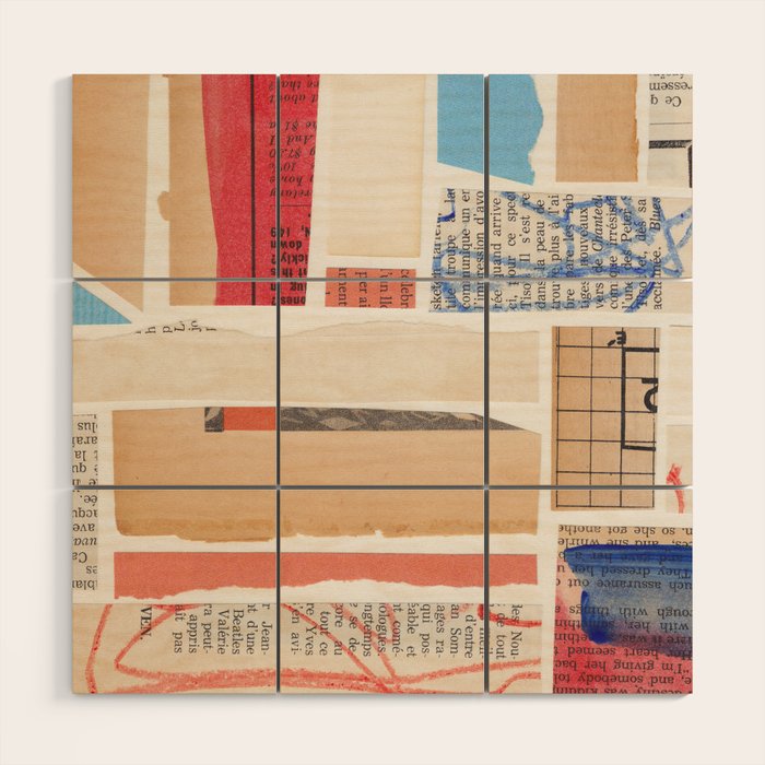 Abstract Mixed Media Collage #3 Wood Wall Art Gallery Image 1