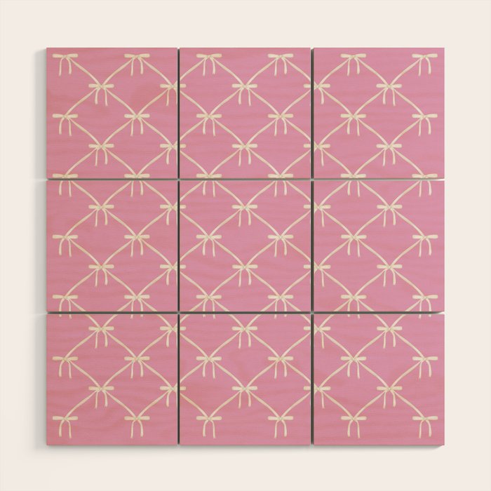 Bows & Ribbons Pattern LIII Y2K Fuchsia Pink Wood Wall Art Gallery Image 1