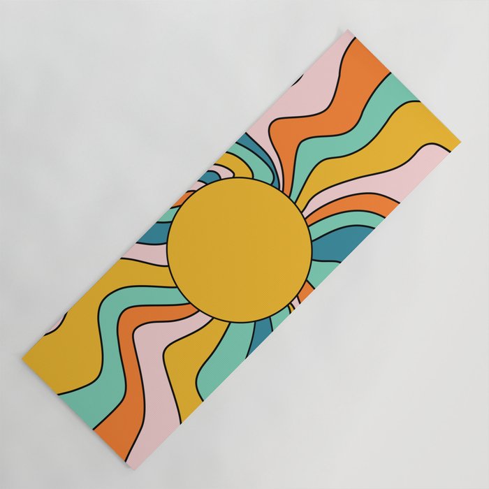 Retro 70s Colorful Sunshine Yoga Mat Gallery Image 1