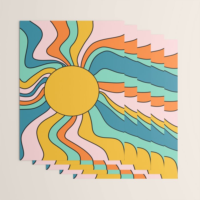 Retro 70s Colorful Sunshine Wrapping Paper Gallery Image 3