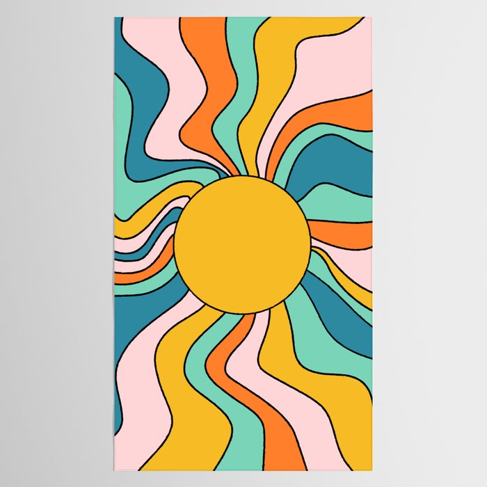 Retro 70s Colorful Sunshine Tablecloth Gallery Image 2