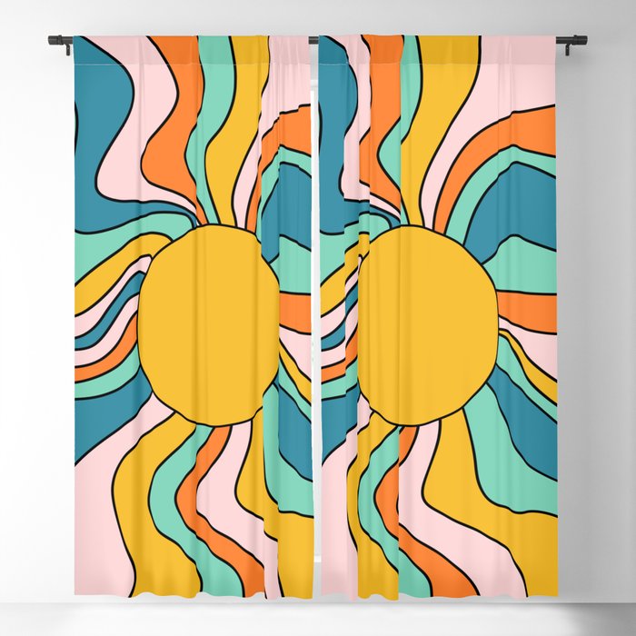 Retro 70s Colorful Sunshine Window Curtain Gallery Image 5